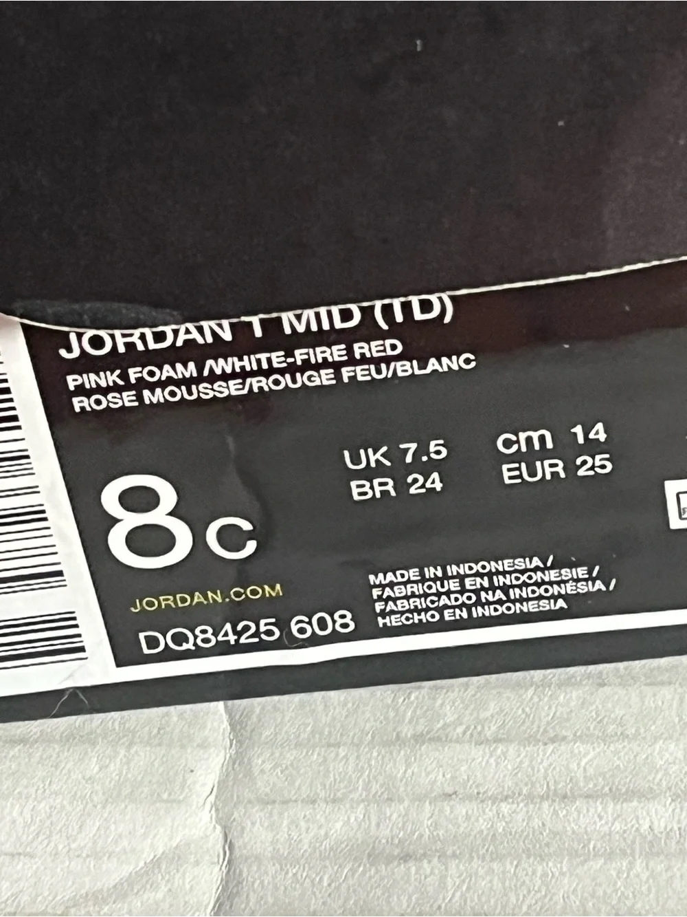 Air Jordan 1 Mid size 8 children